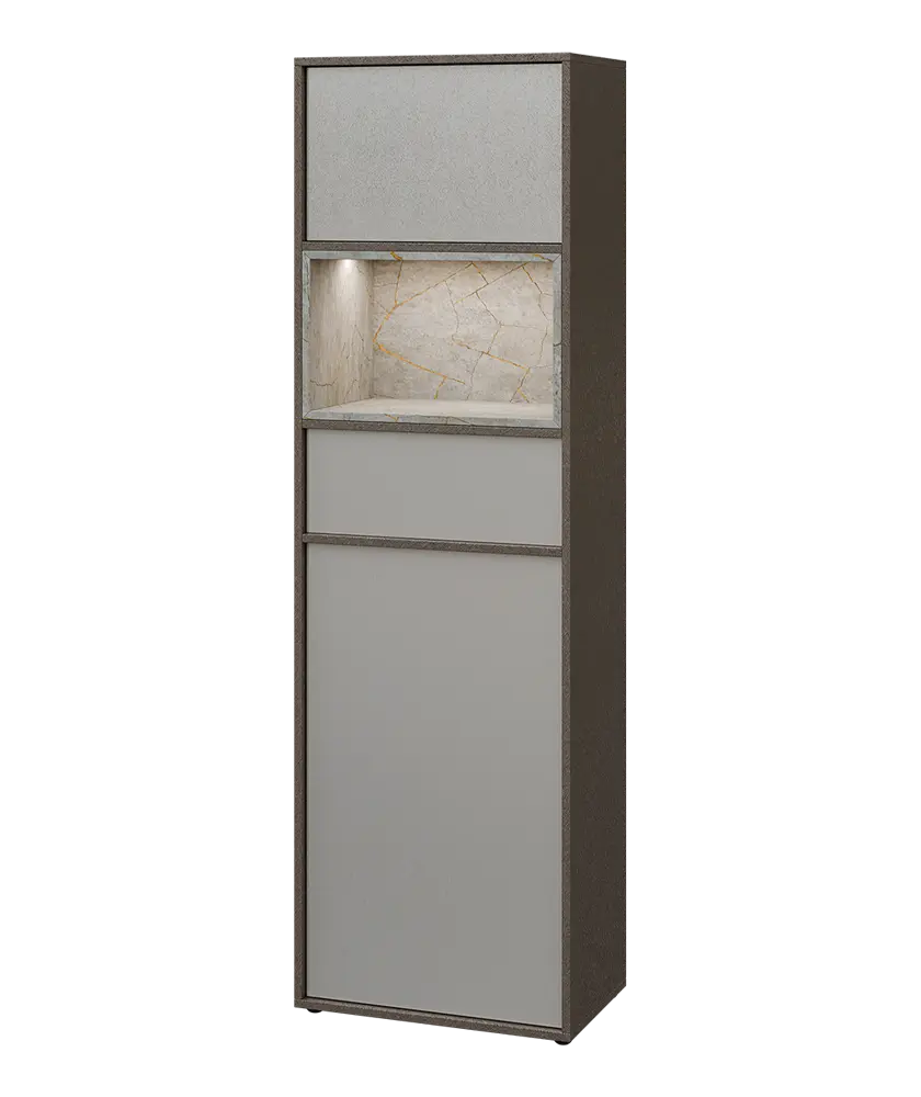 ERE V641 L kancelářská skříň, 1-dveřová/zásuvka/nika/výklop, 2000x600x400, levá, metalická